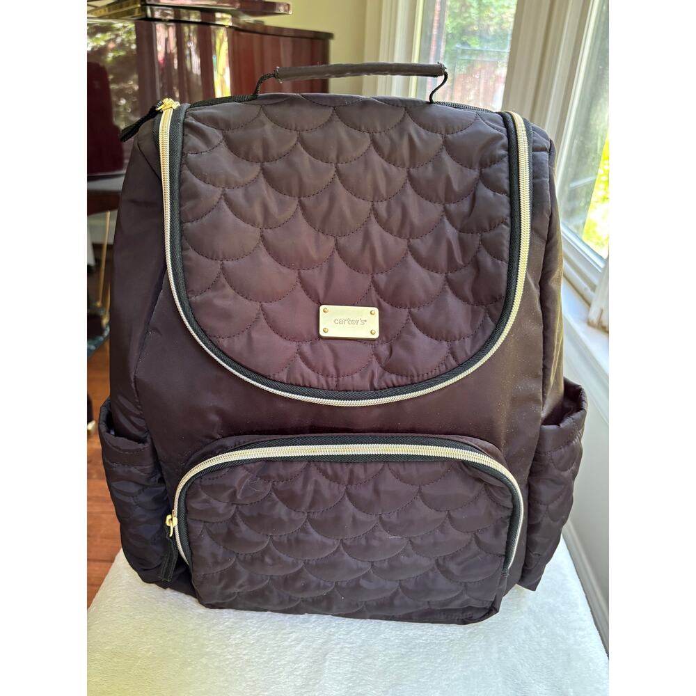 Carter's Ready To Go Diaper Backpack In Black Quilted Design - Picture 2 of 10